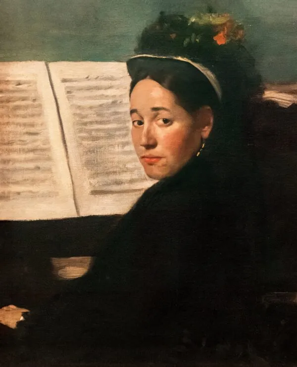 Edgar Degas - Gospodična Dihau za klavirjem - ročno slikana umetniška slika - olje na platnu