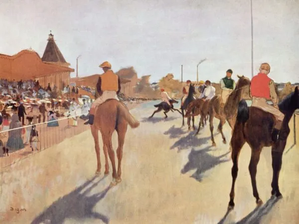 Edgar Degas - Dirkalni konji pred tribunami - ročno slikana umetniška slika - olje na platnu