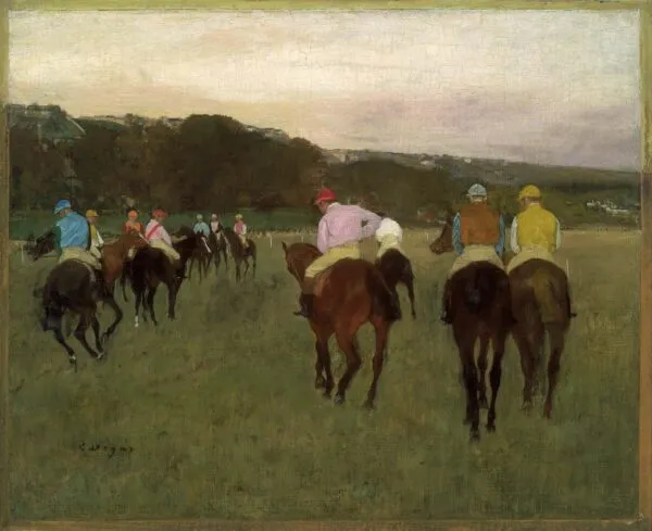 Edgar Degas - Dirkalni konji v Longchampu - ročno slikana umetniška slika - olje na platnu