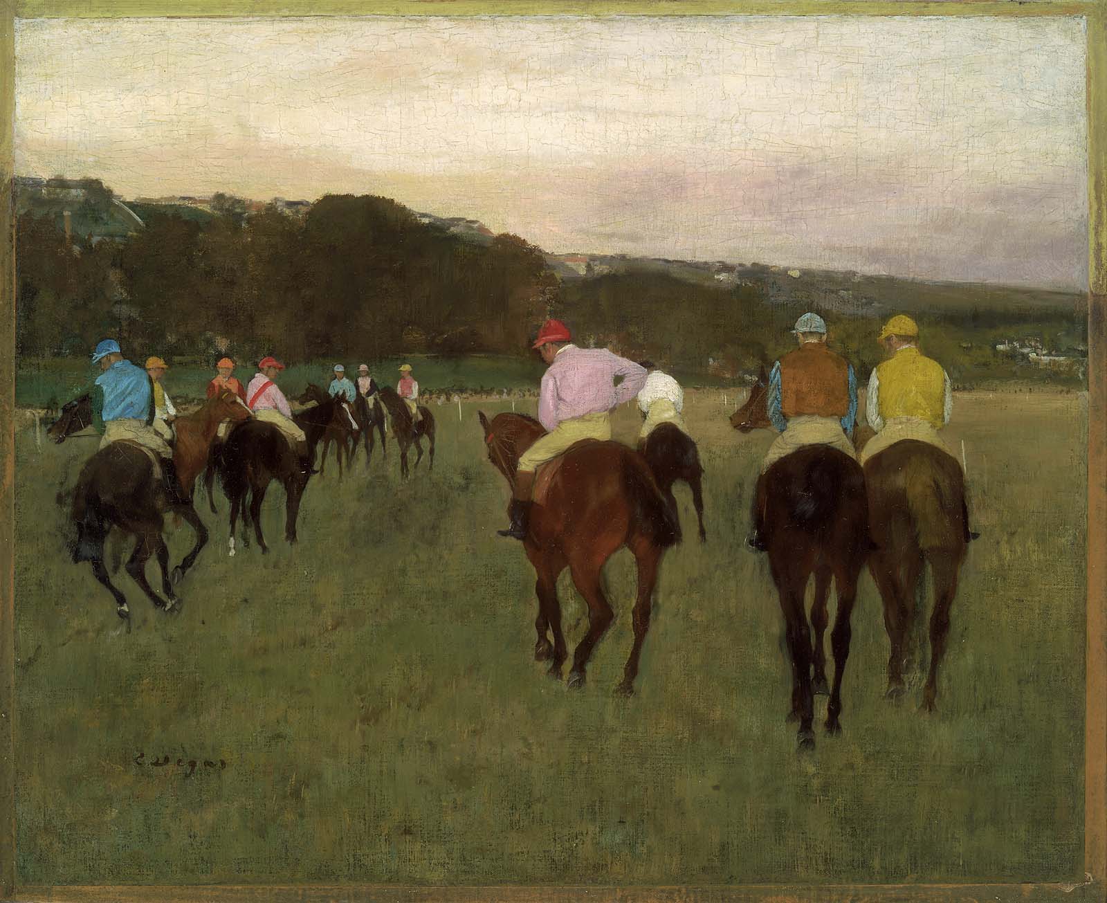 Edgar Degas - Dirkalni konji v Longchampu - ročno slikana umetniška slika - olje na platnu