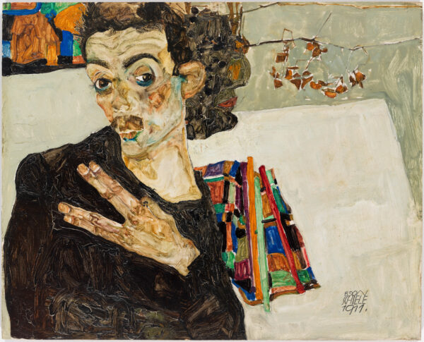 Egon Schiele – Avtoportret s črno lončeno posodo