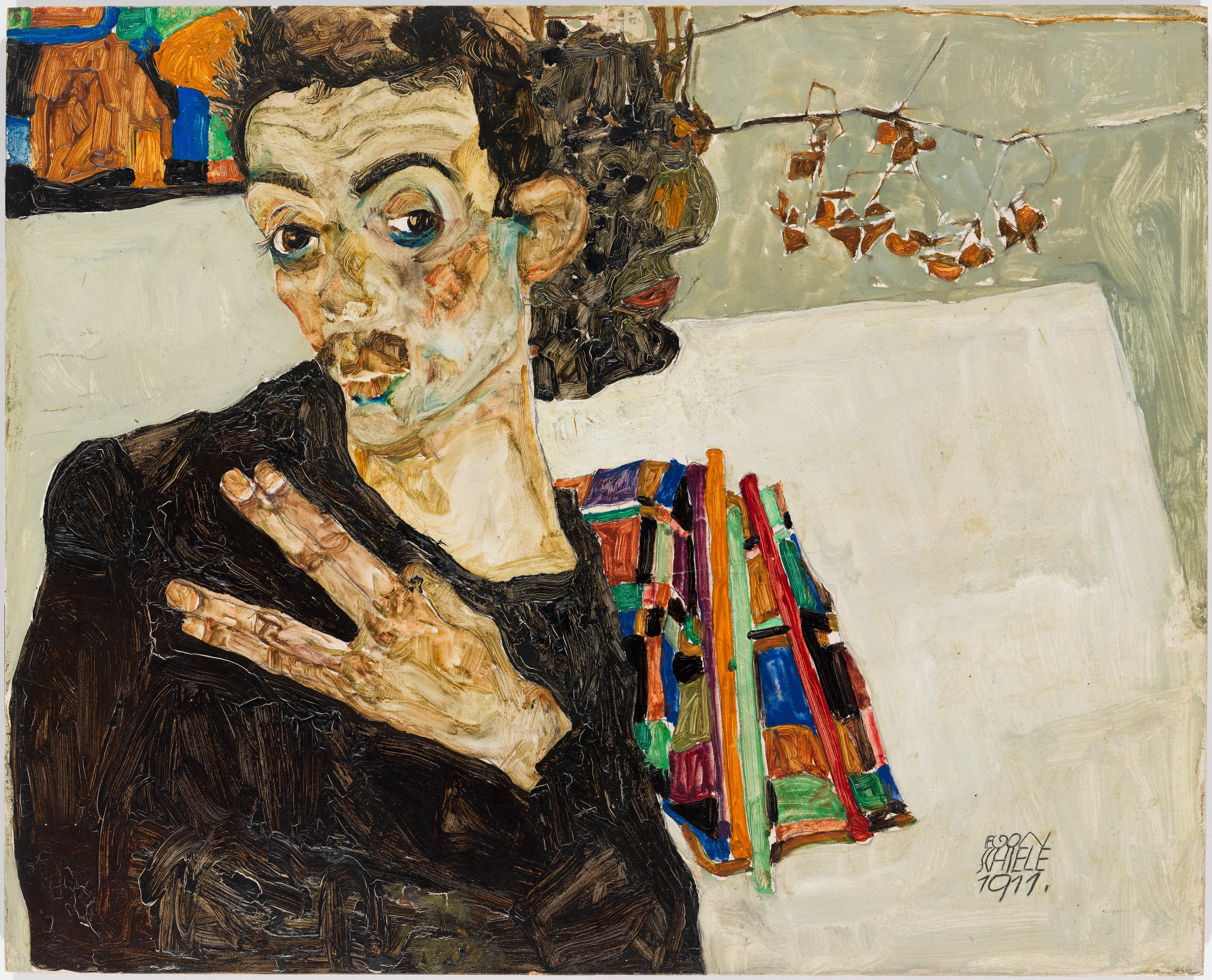 Egon Schiele – Autoportret s crnom glinenom posudom