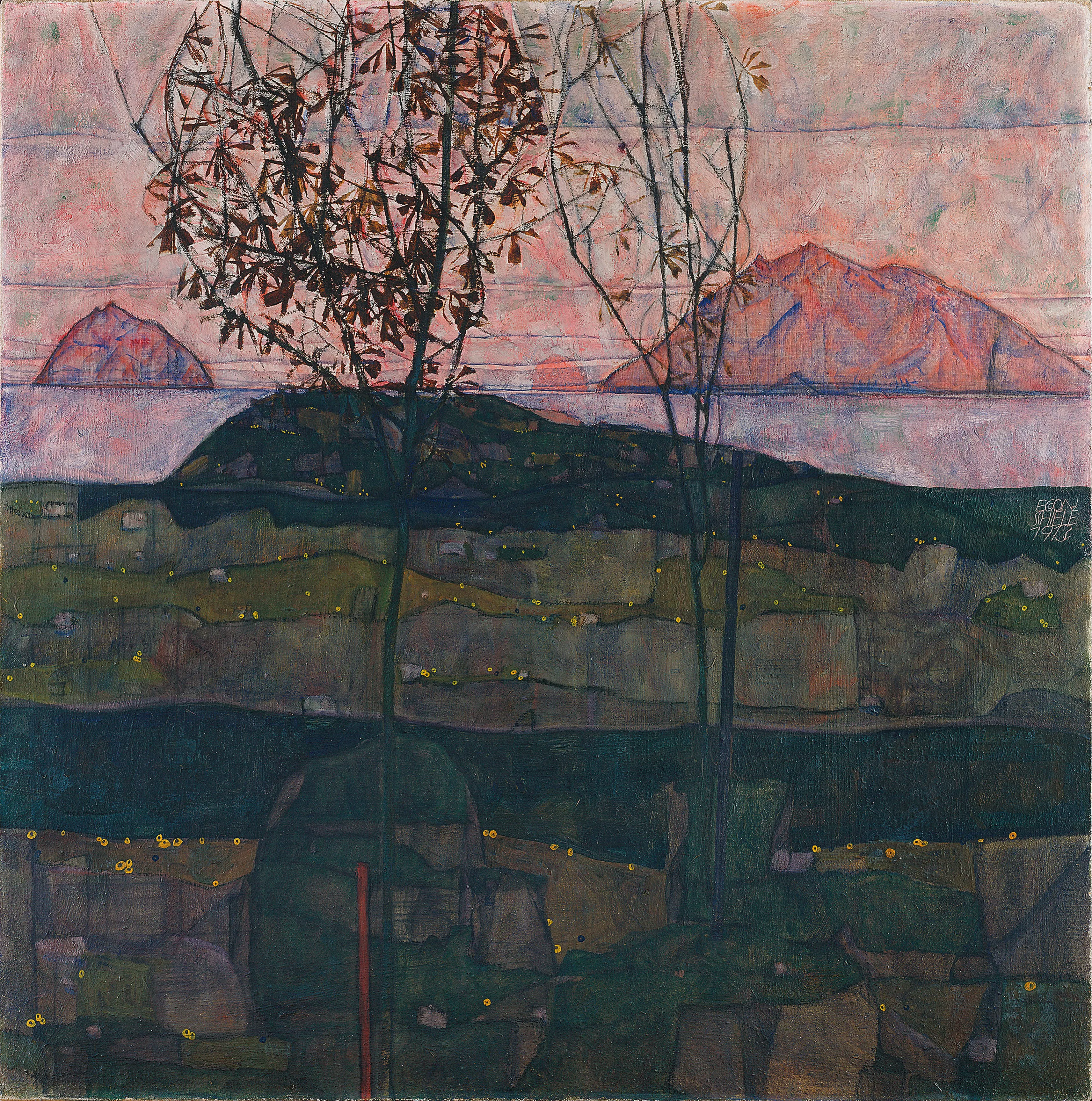 Egon Schiele - Zalazeće sunce - umjetnička slika za dnevni boravak - reprodukcija na platnu