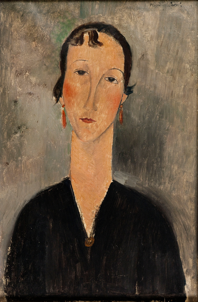 Amedeo Modigliani – Ženska z uhani – ročno naslikana reprodukcija, olje na platnu