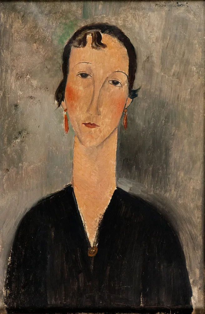 Amedeo Modigliani - Woman with Earrings - hand-painted oil painting reproduction - oil on canvas