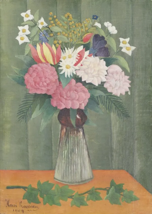 Henri Rousseau - Flowers in a Vase - oil painting reproduction for the living room - on canvas