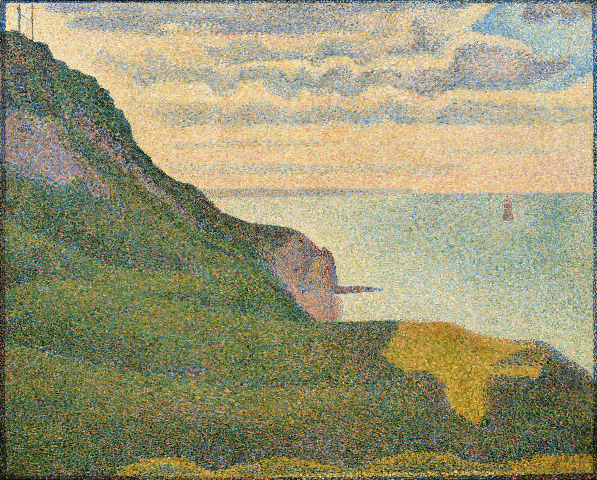 Georges Seurat - Morski prizor pri Port-en-Bessinu, Normandija - umetniška slika na platnu - ročno slikana reprodukcija