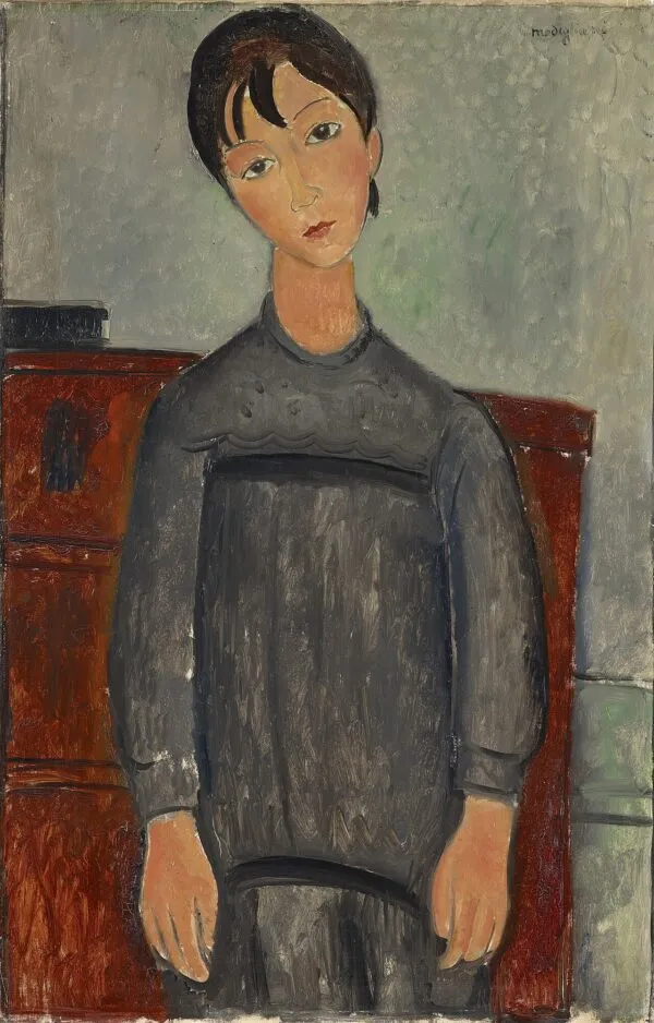 Amedeo Modigliani - Ragazza in grembiule nero - riproduzione dipinta a mano - quadro su tela dipinto a mano