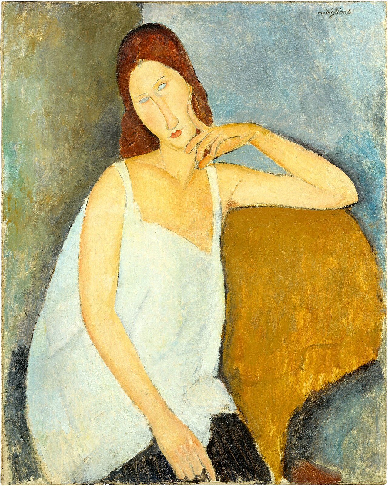 Amedeo Modigliani – Jeanne Hébuterne in a White Chemise – hand-painted oil on canvas reproduction