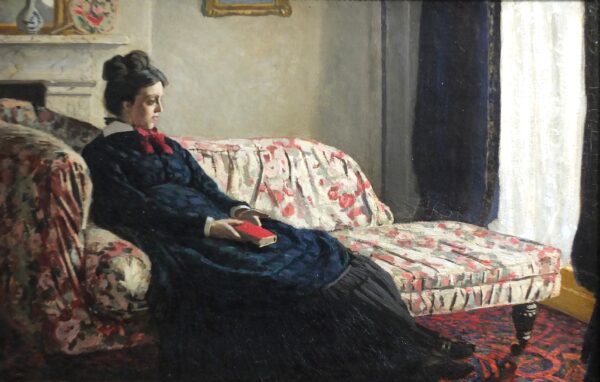 Claude Monet – Meditation, Madame Monet auf dem Sofa – handgemaltes Ölgemälde, Reproduktion auf Leinwand
