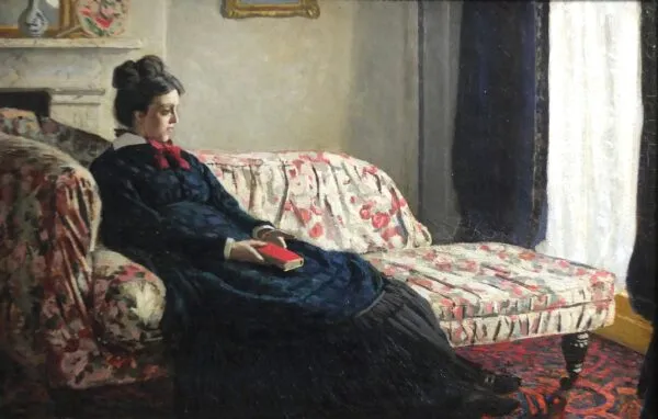 Claude Monet - Meditation, Madame Monet auf dem Sofa - handgemaltes Kunstgemälde - Gemälde in Öl auf Leinwand