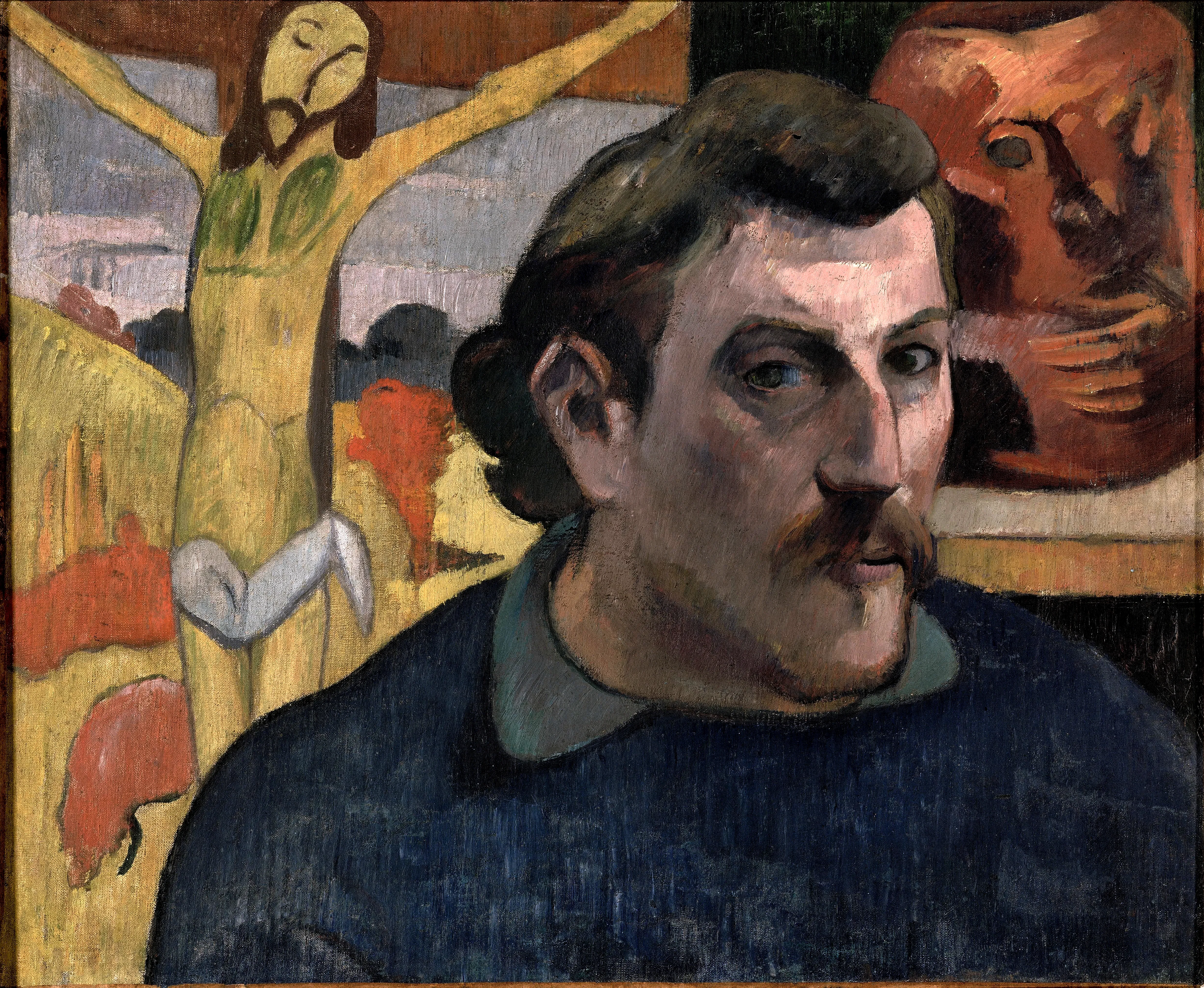 Paul Gauguin - Avtoportret z rumenim Kristusom - ročno slikana umetniška slika - olje na platnu