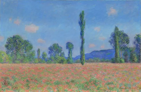 Claude Monet - Mohnfeld (Giverny) - handgemaltes Kunstgemälde - Gemälde in Öl auf Leinwand