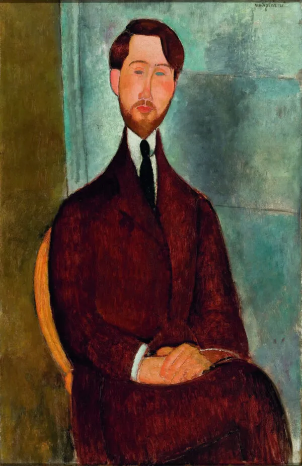 Amedeo Modigliani - Portret Léopolda Zborowskega - umetniška slika za dnevno sobo - reprodukcija na platnu