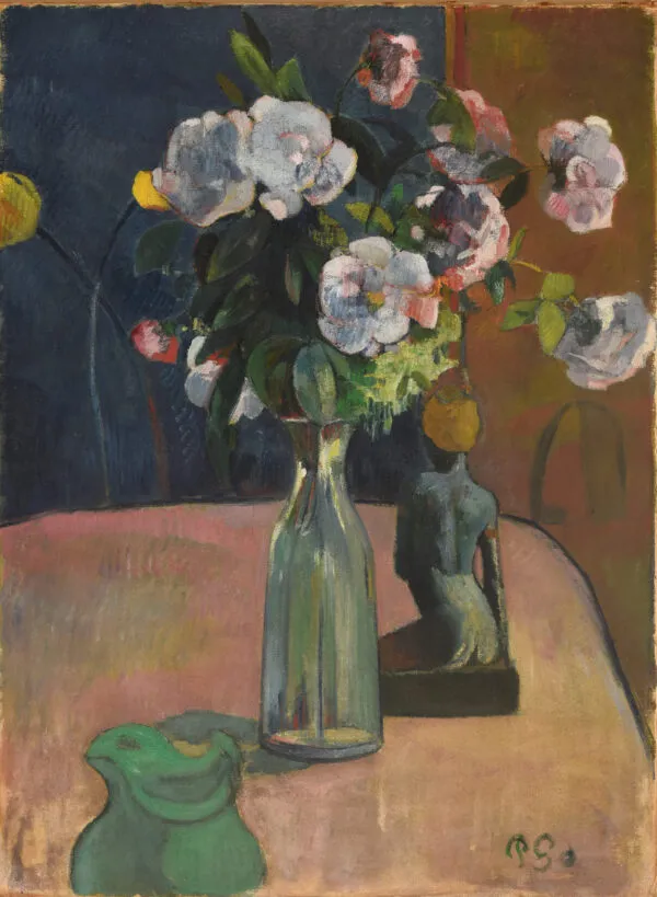 Paul Gauguin - Rose e statuetta - quadro su tela dipinto a mano - riproduzione