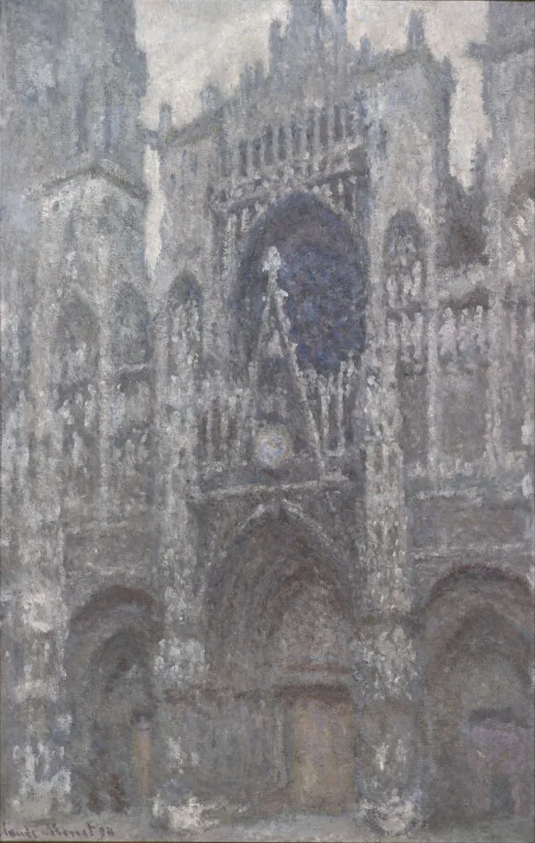 Claude Monet - La cattedrale di Rouen, tempo grigio - quadro su tela dipinto a mano per il soggiorno - riproduzione