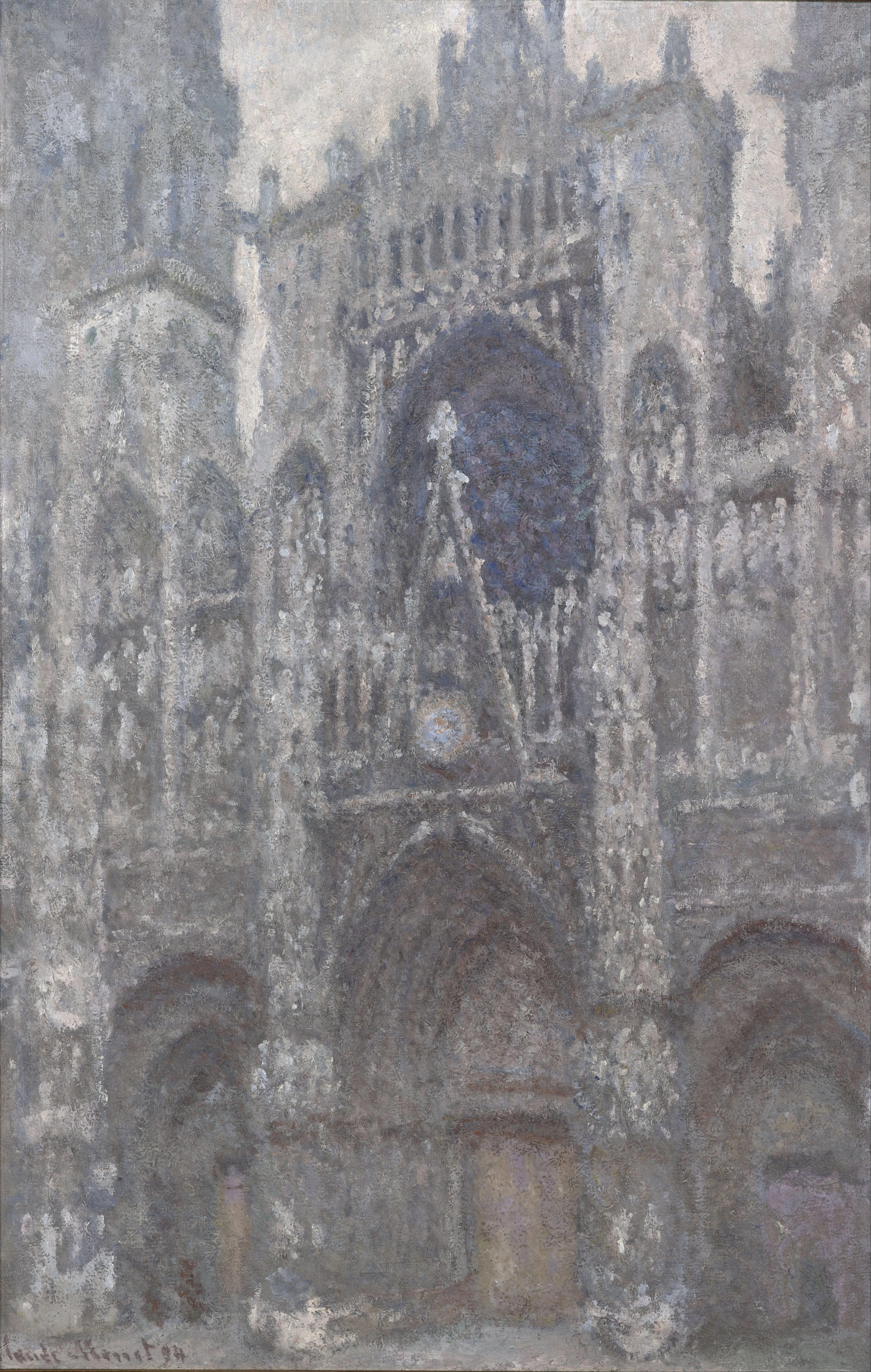 Claude Monet – Kathedrale von Rouen, graues Wetter – handgemaltes Ölgemälde, Reproduktion auf Leinwand