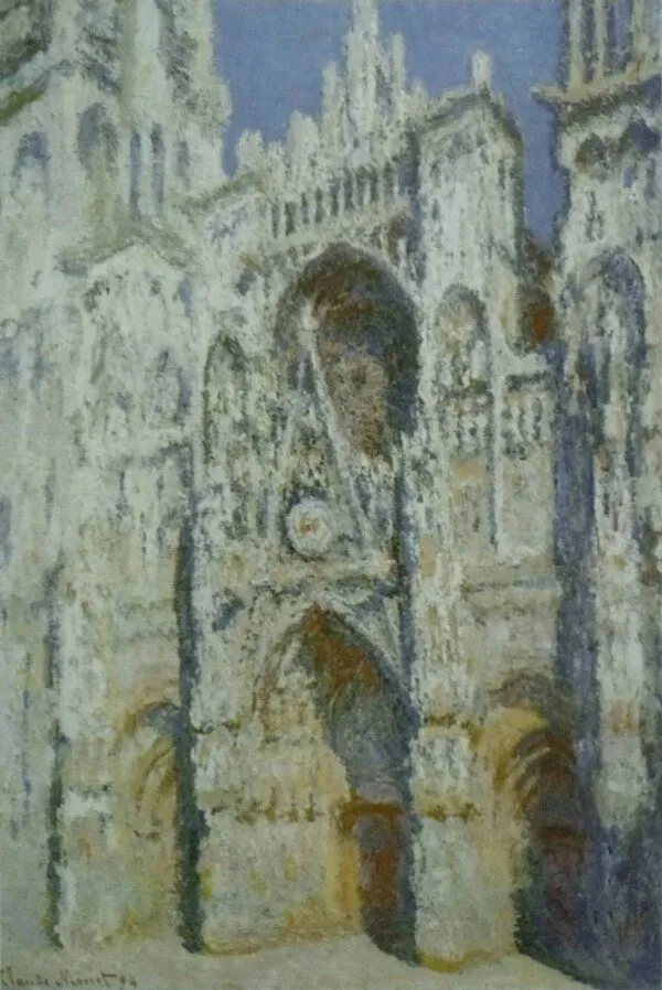Claude Monet - Rouenska katedrala, portal in stolp Saint-Romain v polnem soncu - ročno slikana umetniška slika - olje na platnu