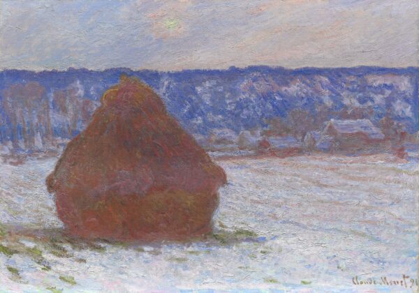 Claude Monet – Getreideschober (Schnee-Effekt) – handgemaltes Ölgemälde, Reproduktion auf Leinwand