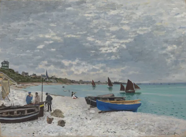 Claude Monet - Plaža v Sainte-Adressu - ročno slikana umetniška slika - olje na platnu