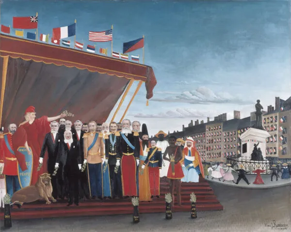 Henri Rousseau - Predstavniki tujih sil prihajajo pozdravit republiko v znamenje miru - umetniška slika na platnu - ročno slikana reprodukcija