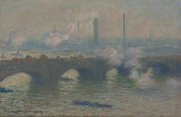 Claude Monet – Waterloo Bridge, grauer Tag – handgemaltes Ölgemälde, Reproduktion auf Leinwand