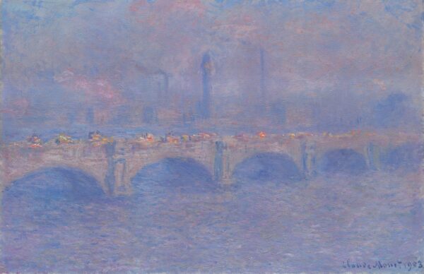 Claude Monet – Waterloo Bridge, Sonnenlicht – handgemaltes Ölgemälde, Reproduktion auf Leinwand