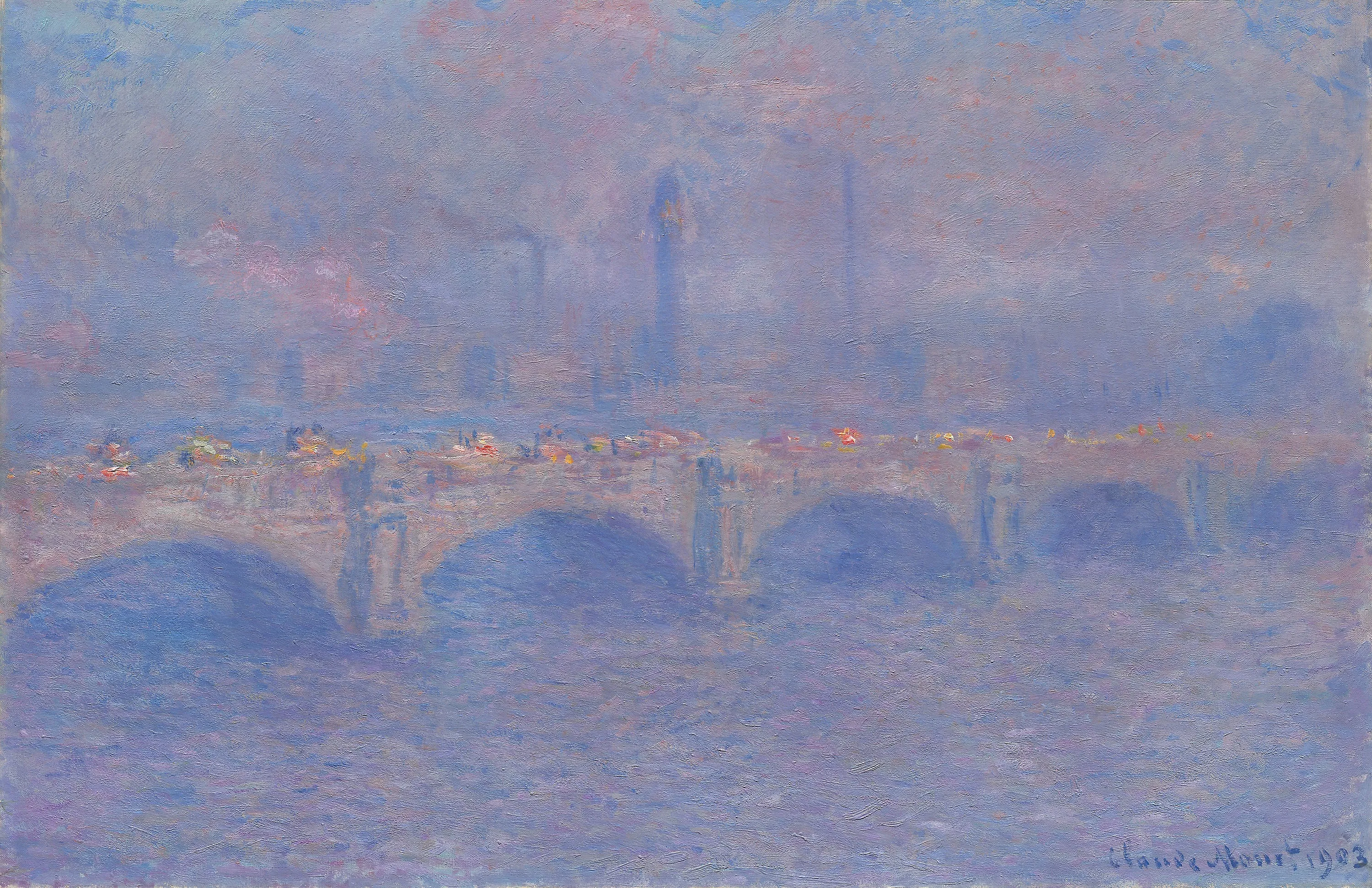 Claude Monet - Waterloo Bridge, učinak sunca - umjetnička slika na platnu - ručno slikana reprodukcija