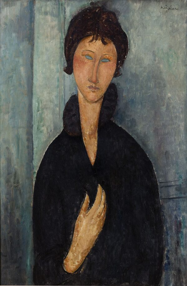 Amedeo Modigliani - Ženska z modrimi očmi - umetniška slika na platnu - ročno slikana reprodukcija