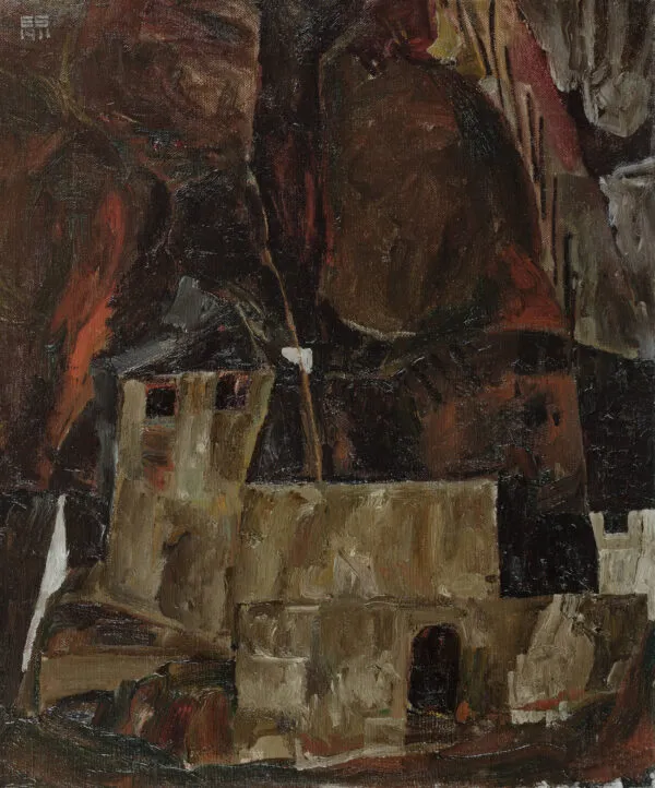 Egon Schiele – House and Wall in Hilly Landscape