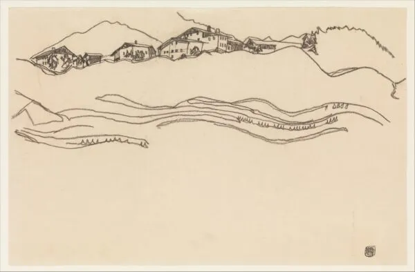 Egon Schiele - Krajolik s kućama - umjetnička slika na platnu - ručno naslikana reprodukcija