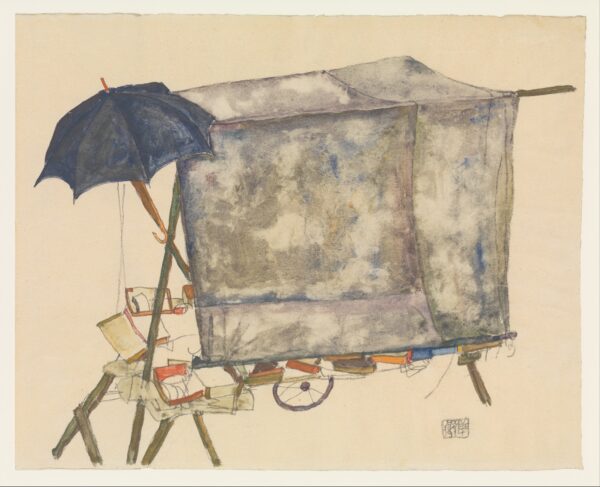Egon Schiele - Ulični voziček - ročno slikana umetniška slika - olje na platnu