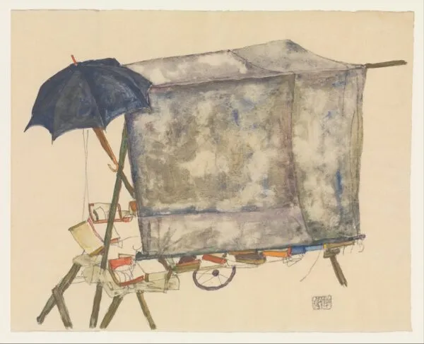 Egon Schiele - Ulična kolica - umjetnička slika na platnu - ručno naslikana reprodukcija