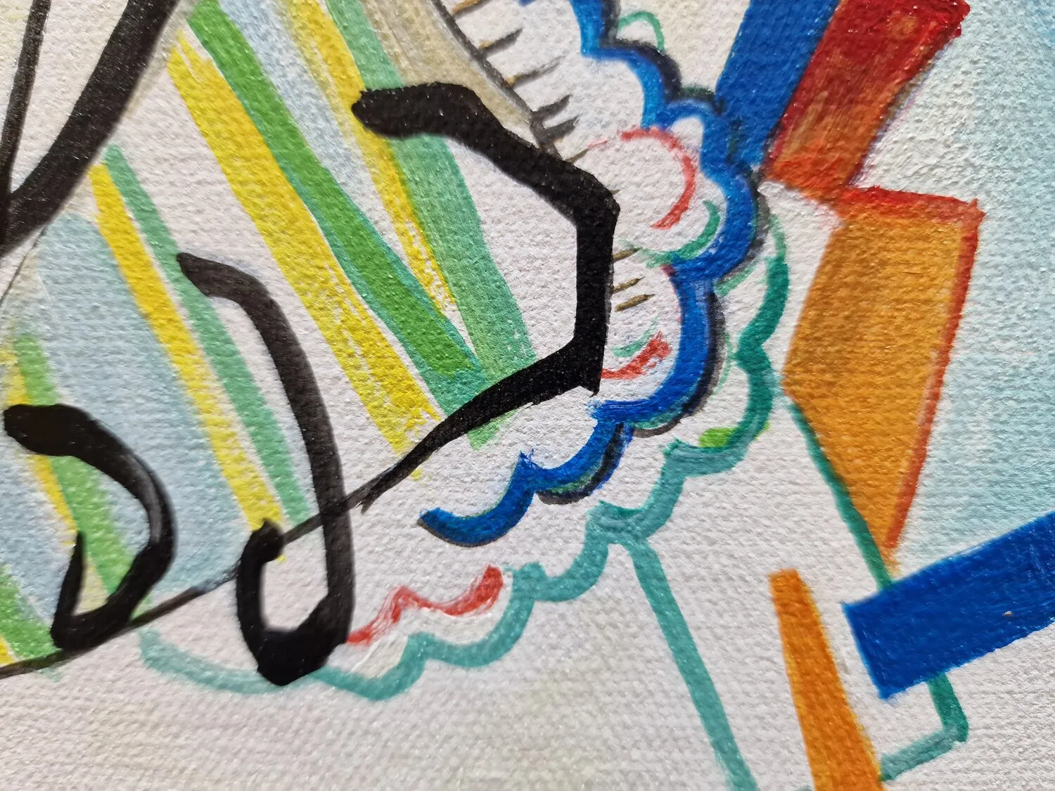 Vasilij Kandinski – Modri segment – ročno naslikana slika na platnu – fotografija 4 Vassily Kandinsky – Segment bleu – gros plan des touches de pinceau faites à la main sur la toile