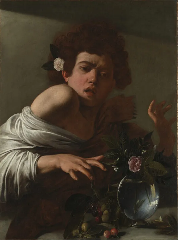 Caravaggio – Boy Bitten by a Lizard – the c. 1594–1596 original in the National Gallery, London – oil on canvas