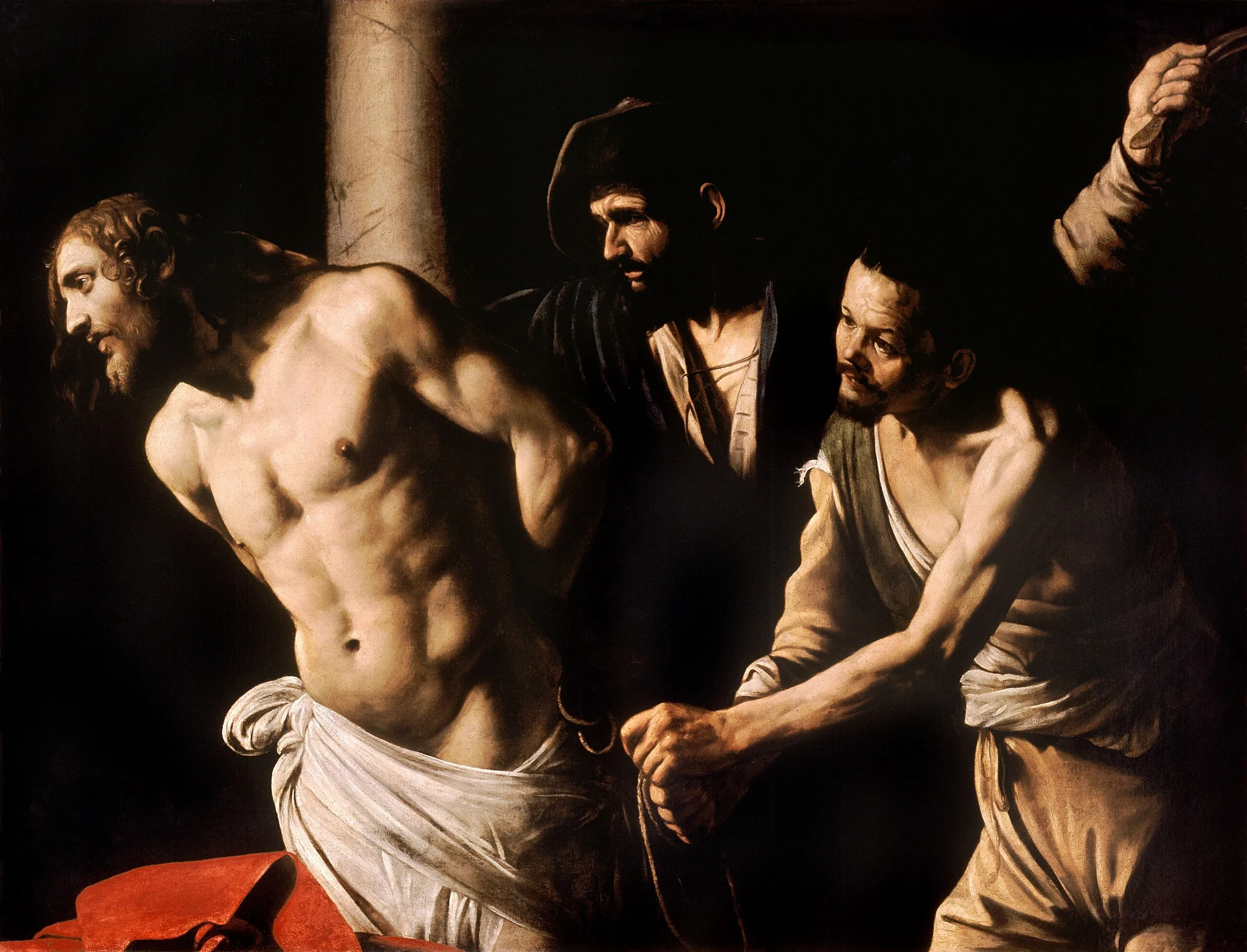 Caravaggio – Kristus ob stebru – izvirnik iz okoli 1606–1607 v Musée des Beaux-Arts v Rouenu – olje na platnu