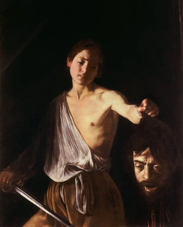 Caravaggio – David with the Head of Goliath – the c. 1605–1610 original in the Galleria Borghese, Rome – oil on canvas