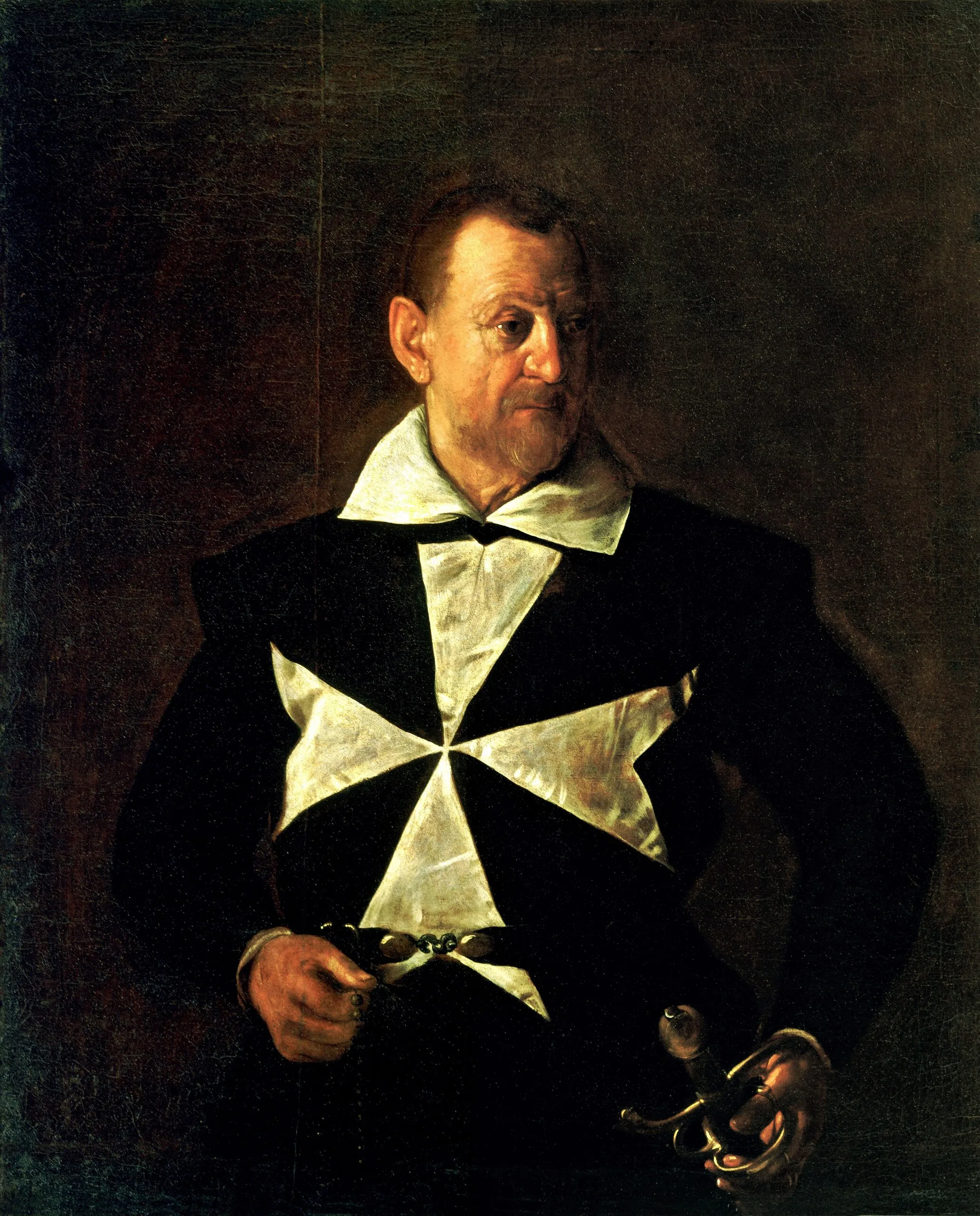 Caravaggio – Portrait of Fra Antonio Martelli – the c. 1607–1608 original in the Galleria Palatina, Palazzo Pitti, Florence – oil on canvas