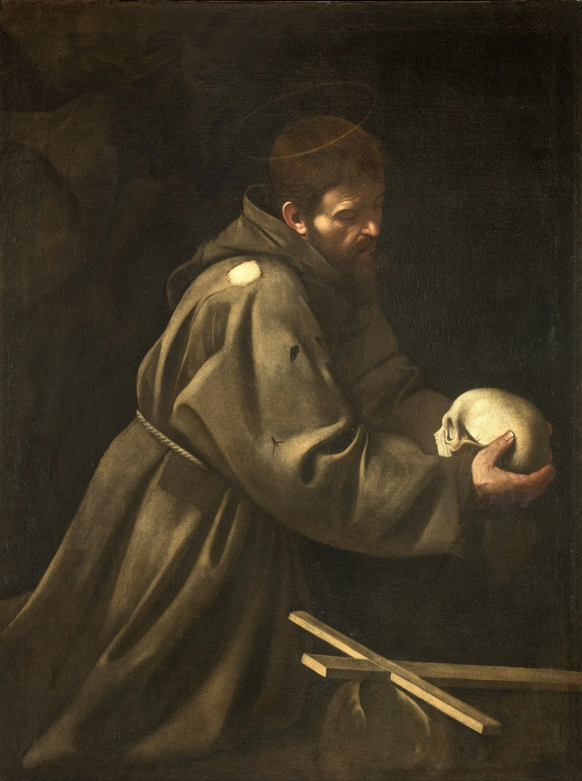 Caravaggio – Sveti Franjo u meditaciji – original iz oko 1602.–1604. u palači Barberini u Rimu – ulje na platnu