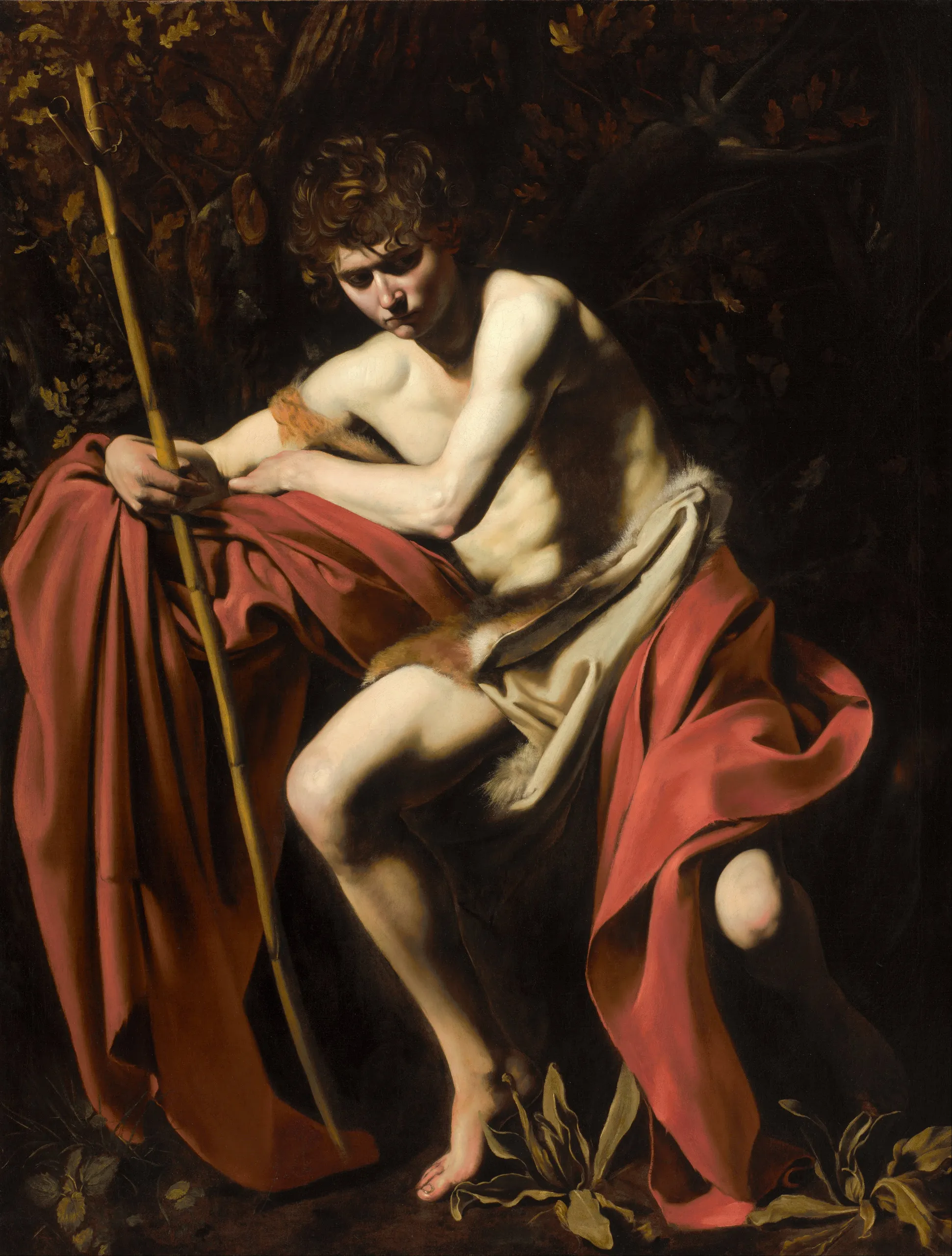 Caravaggio – Saint John the Baptist in the Wilderness – the 1604–1605 original in the Nelson-Atkins Museum, Kansas City – oil on canvas