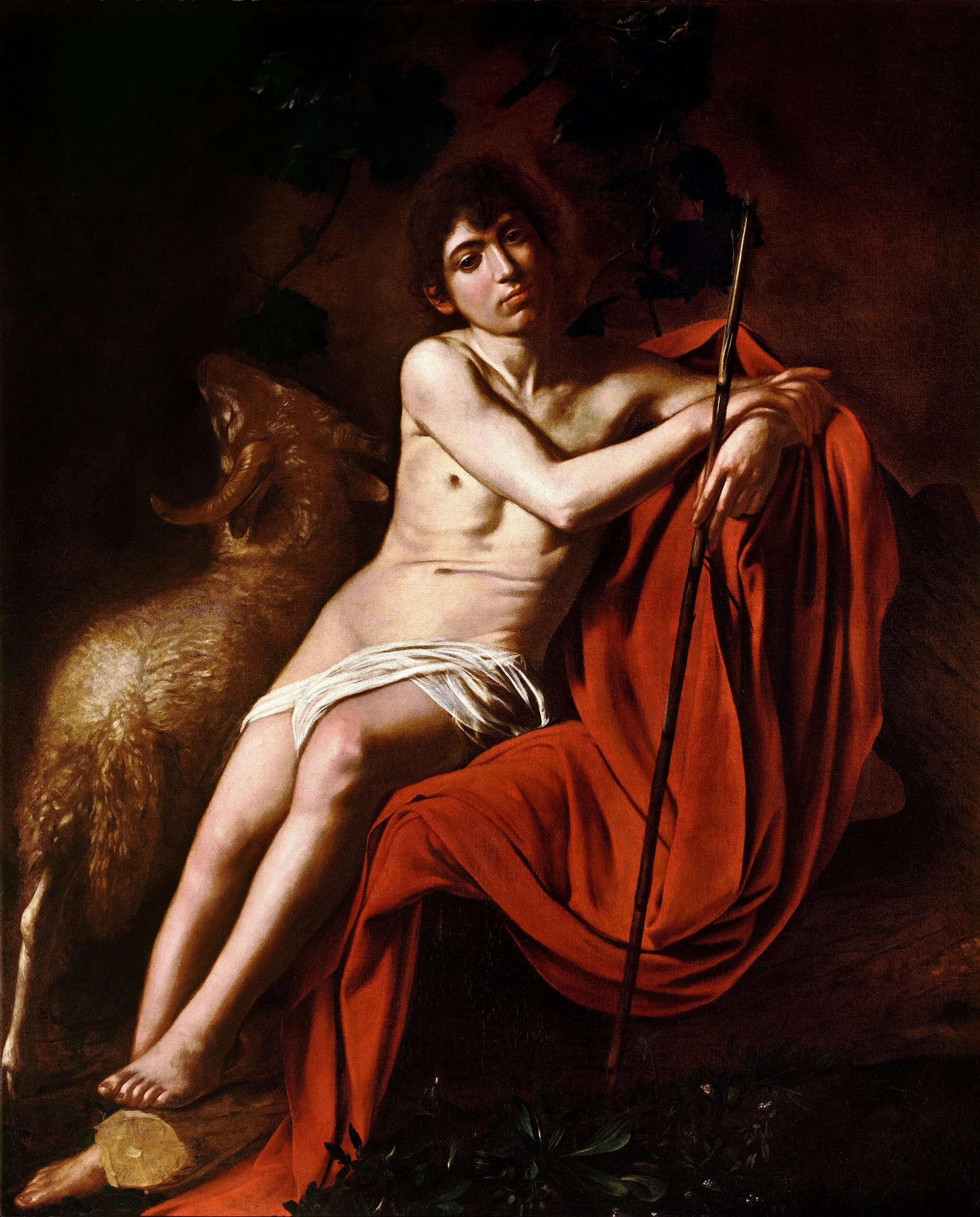 Caravaggio – Saint John the Baptist – the 1610 original in the Galleria Borghese, Rome – oil on canvas