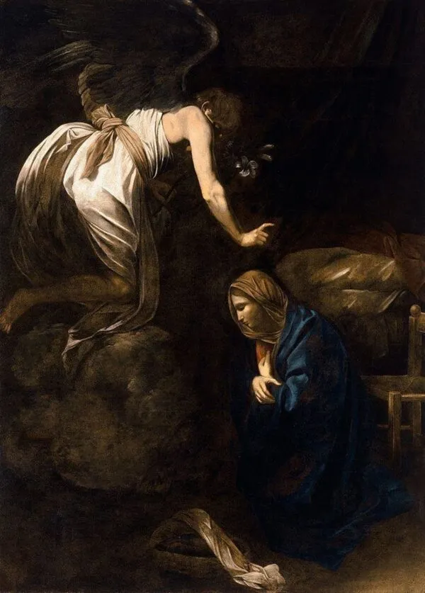 Caravaggio – Die Verkündigung – das Original von um 1608 im Musée des Beaux-Arts, Nancy – Öl auf Leinwand