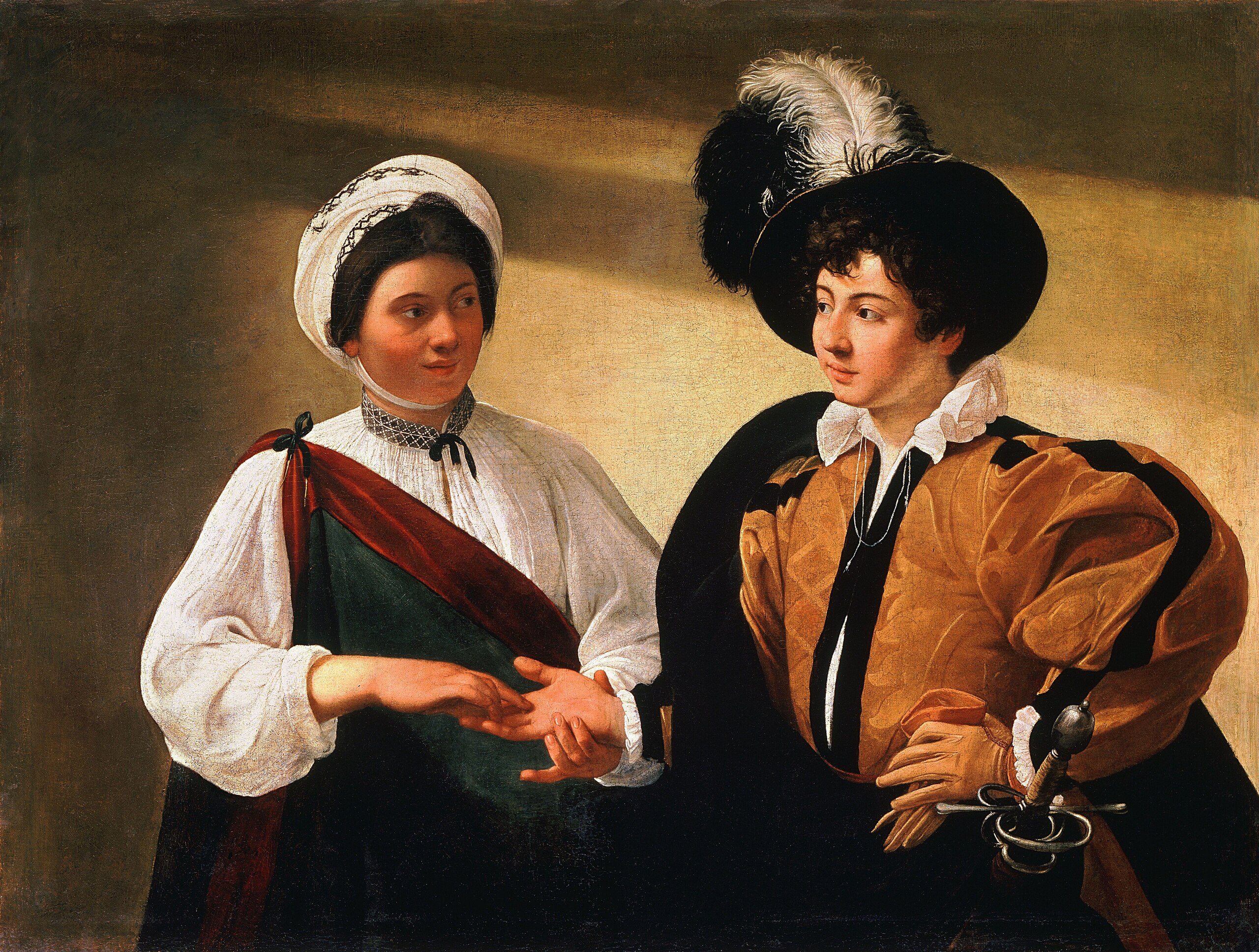 Caravaggio – Die Wahrsagerin – das Original von um 1595 im Musée du Louvre, Paris – Öl auf Leinwand