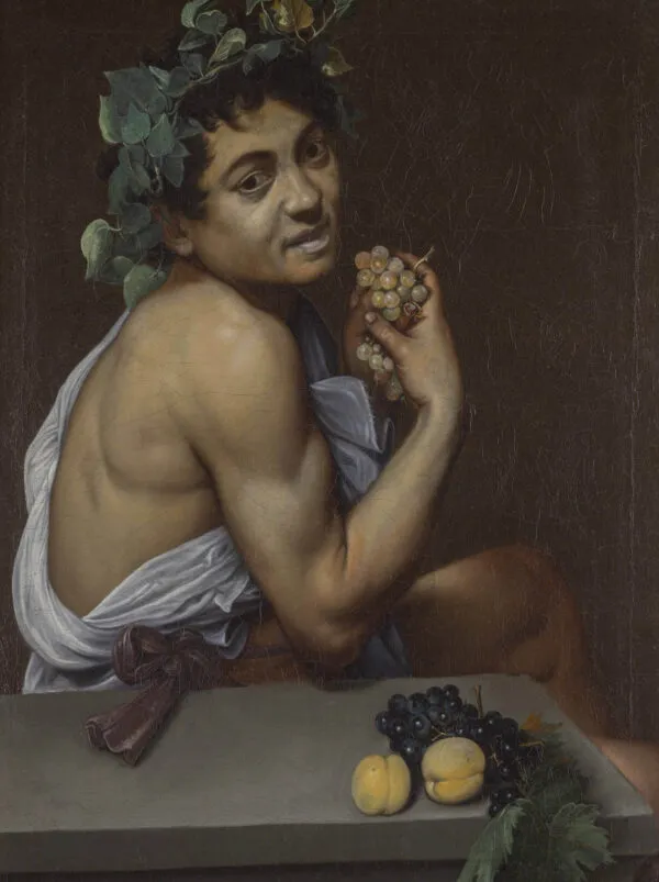 Caravaggio – Young Sick Bacchus – the c. 1593–1594 original in the Galleria Borghese, Rome – oil on canvas