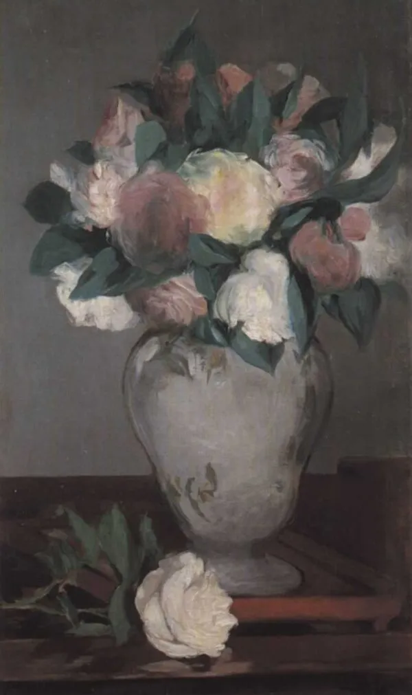 Édouard Manet – Bazsarózsák vázában – olaj vásznon 1864–1865-ből, The Metropolitan Museum of Art