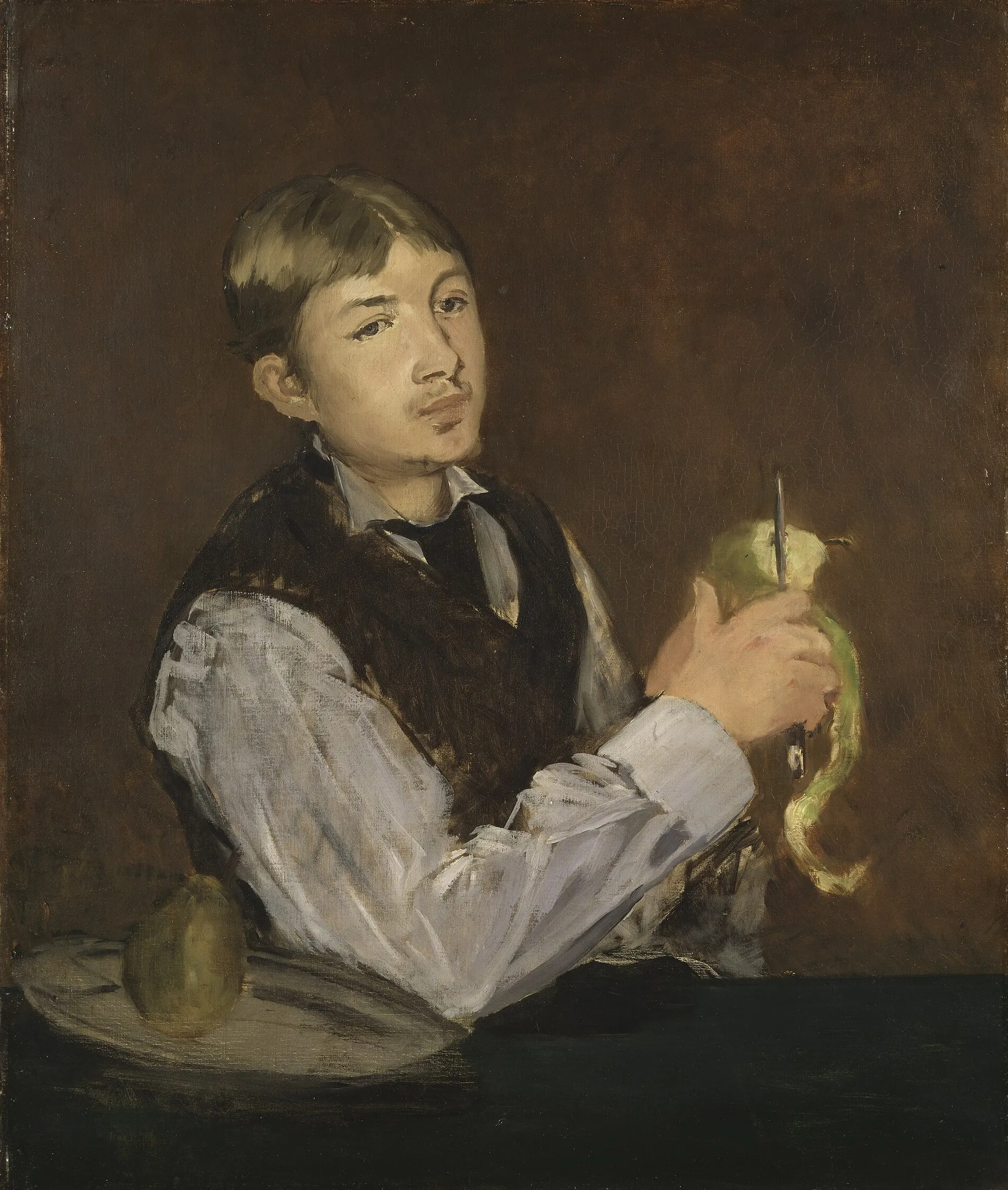 Édouard Manet – Ragazzo che sbuccia una pera – olio su tela del 1868, Nationalmuseum