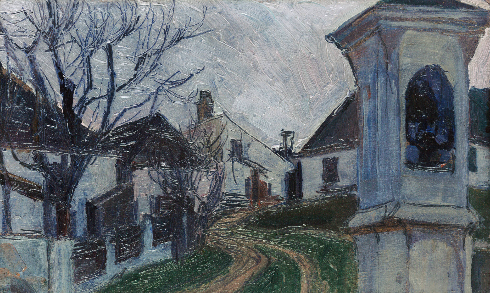 Egon Schiele – Gola stabla, kuće i poklonac
