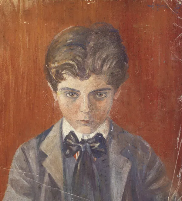 Egon Schiele – Avtoportret pred rdečim ozadjem