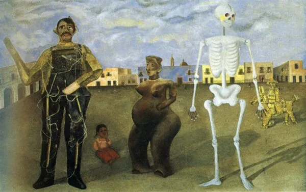 Frida Kahlo – Four Inhabitants of Mexico City – the original in a private collection in Palo Alto – oil on canvas