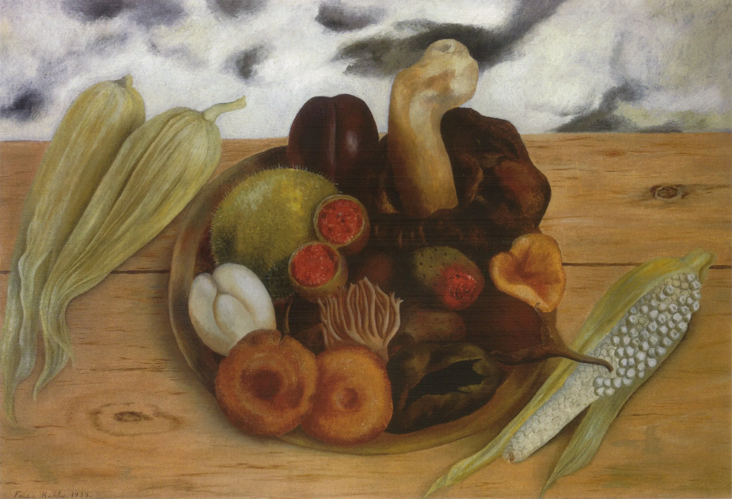 Frida Kahlo – A föld gyümölcsei – az 1938-as eredeti a Banco Nacional de México gyűjteményében – olaj, farostlemez